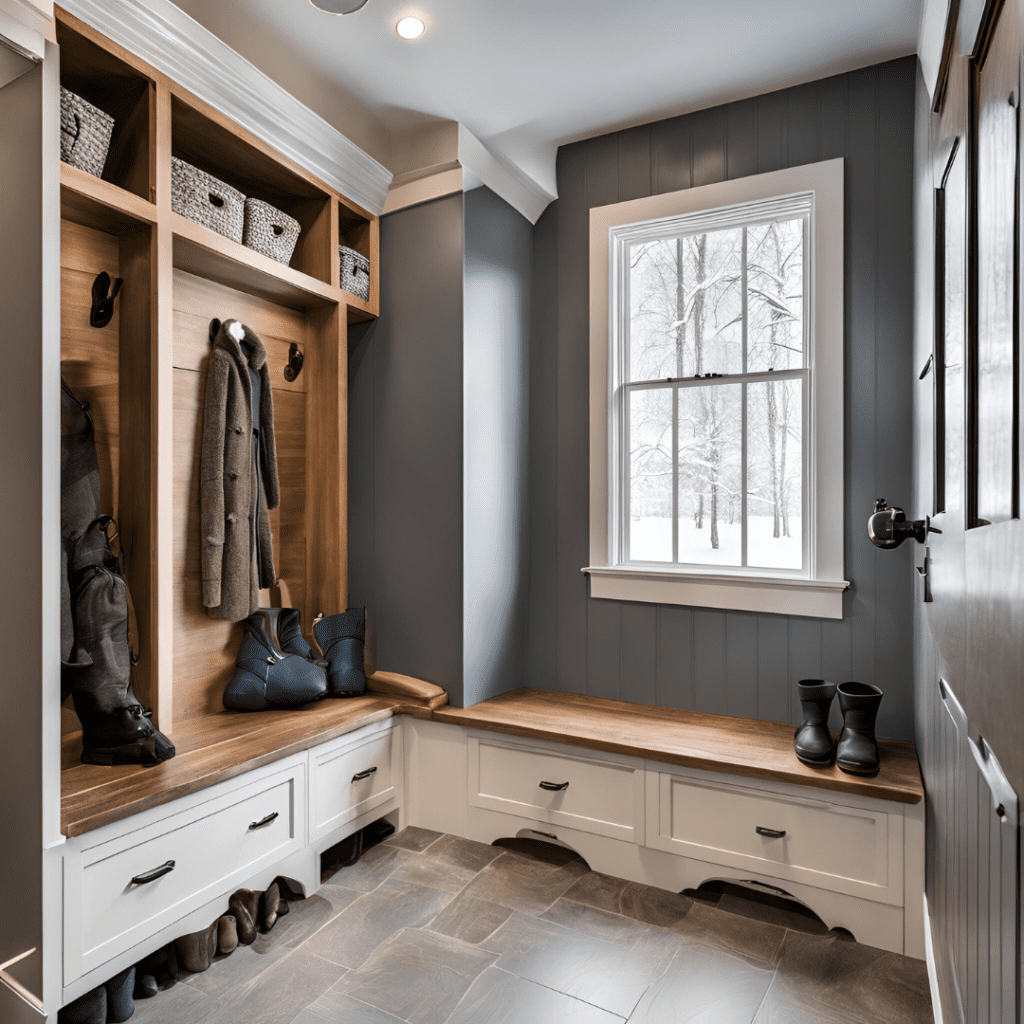 custom mudroom iowa winter