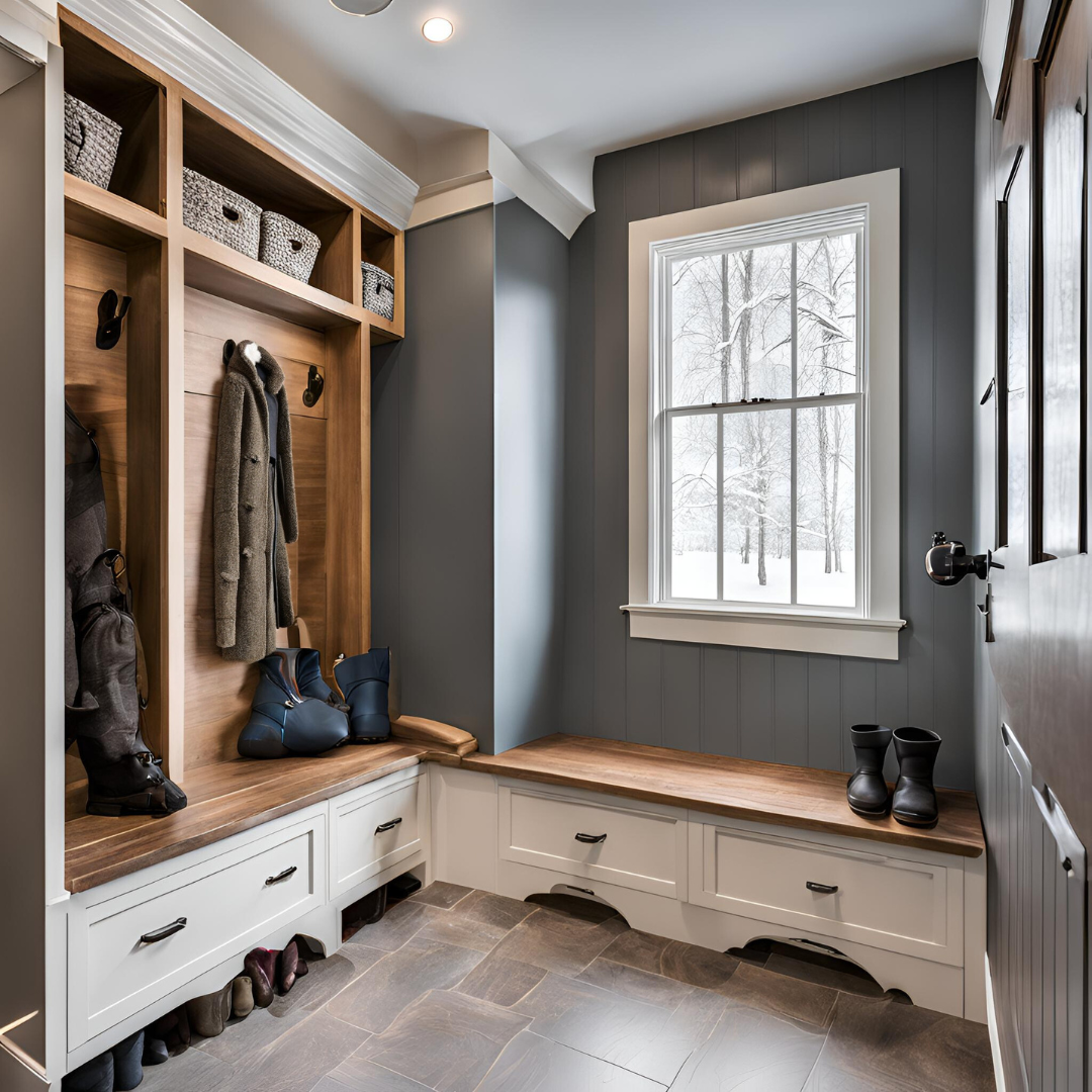 Custom Mudroom Designs to Handle Iowa’s Snowy Winter Gear