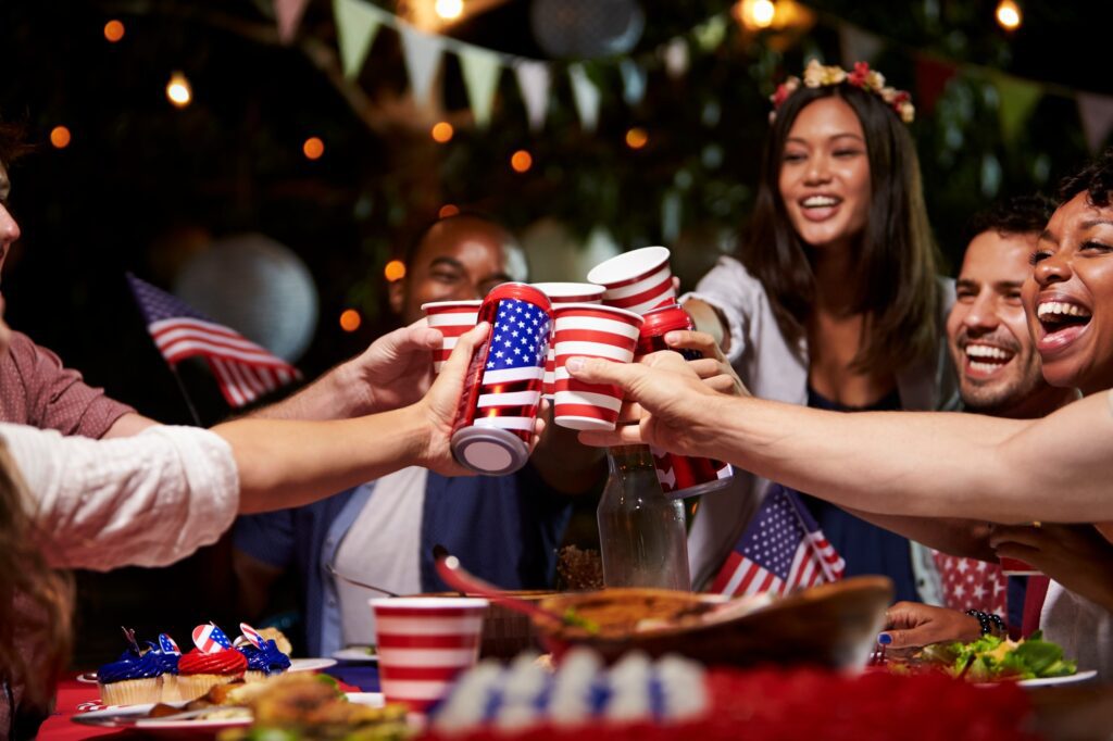 Friends Making A Toast To Celebrate 4th Of July Holiday